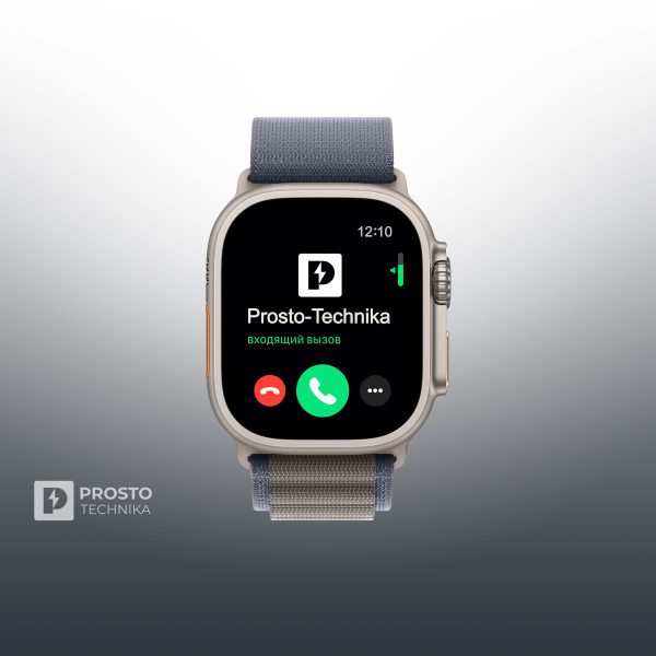 Часы Apple Watch Ultra 2, 49 мм, титан светлого цвета, ремешок Alpine синего цвета (2023) Size L